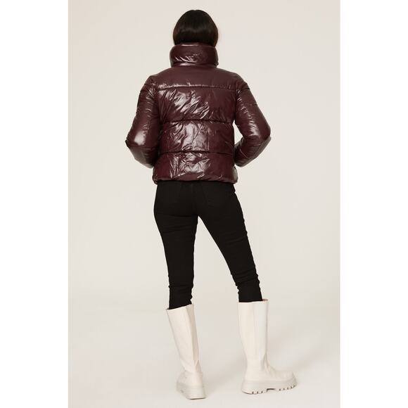 SAVE THE DUCK Burgundy Long Sleeve High Standing Collar Isla Puffer Jacket M - Picture 7 of 16